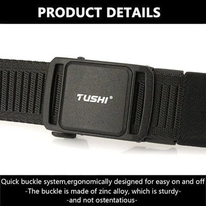 TUSHI New 3.8cm Tactical Belt for Men 1200D Thick Nylon Casual Belt Alloy Automatic Buckle Tactical outdoor Elastic Belt Male