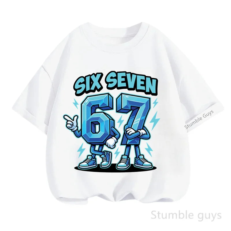 Summer Boys Clothes Girls 67 Print Tshirt Six Seven T-shirt Kids 3-14Y Short Sleeve Casual Tee