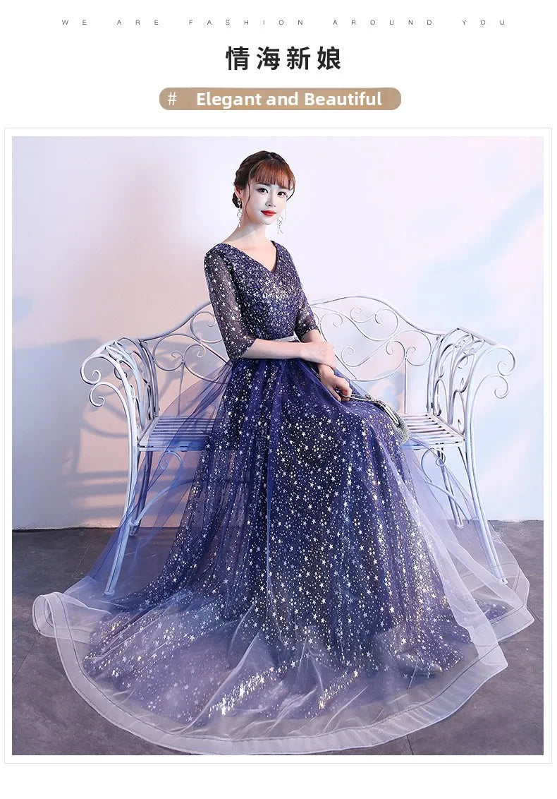 Starry  Evening Gown Women's Faionable Winter Performance Chorus Dr Fairy Aosphere Host Ele Sle New 2026