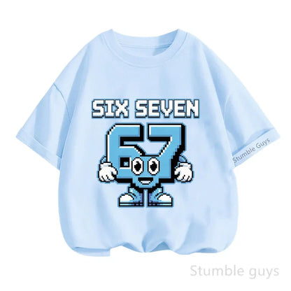 Summer Boys Clothes Girls 67 Print Tshirt Six Seven T-shirt Kids 3-14Y Short Sleeve Casual Tee