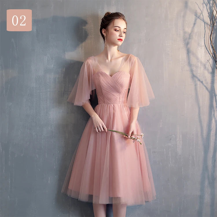 New pink sweat lady girl bridesmaid dress performance prom dress