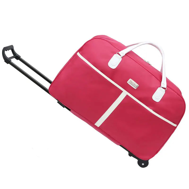 Large Capaci Travel Bag Women's Lightweight Pull Bag Portable ort Trip Hand Lage Bag with Wheels Faionable Ox Cloth