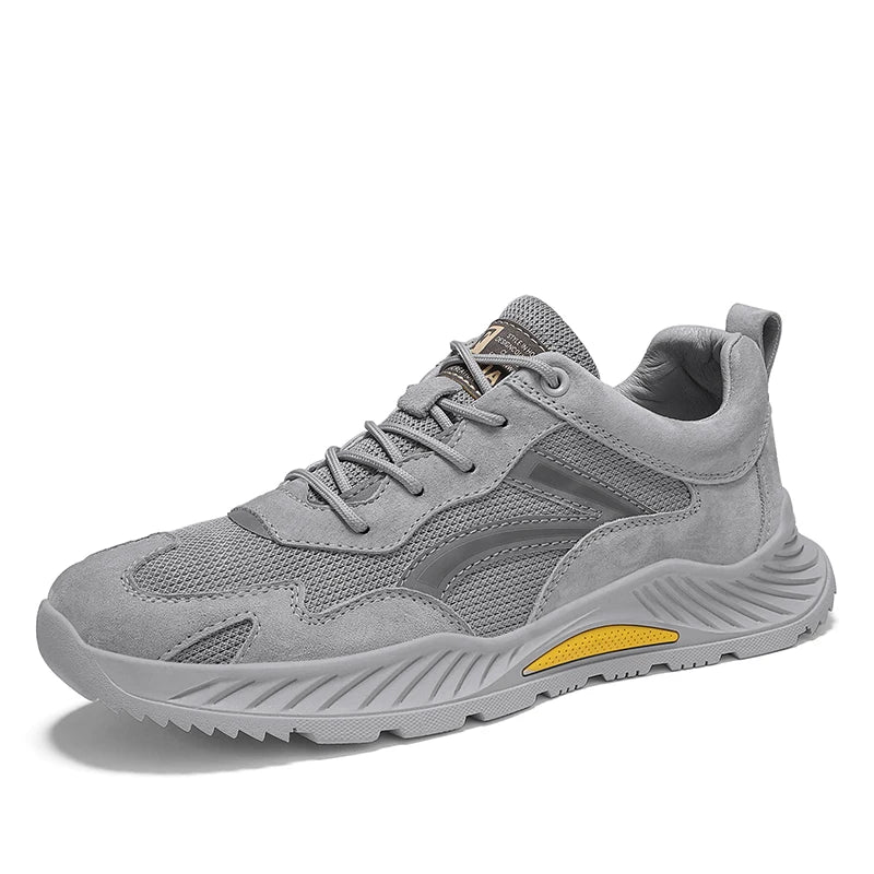 Casual Shoe Genuine Leather Breathable Comfortable Mesh Shoes High Quality Non-Slip Rubber Leisure Shoes Men Thick Sole Sneakers