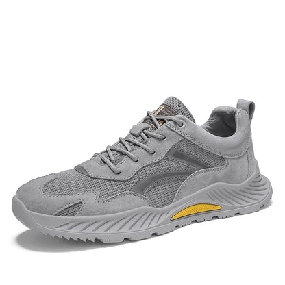 Casual Shoe Genuine Leather Breathable Comfortable Mesh Shoes High Quality Non-Slip Rubber Leisure Shoes Men Thick Sole Sneakers