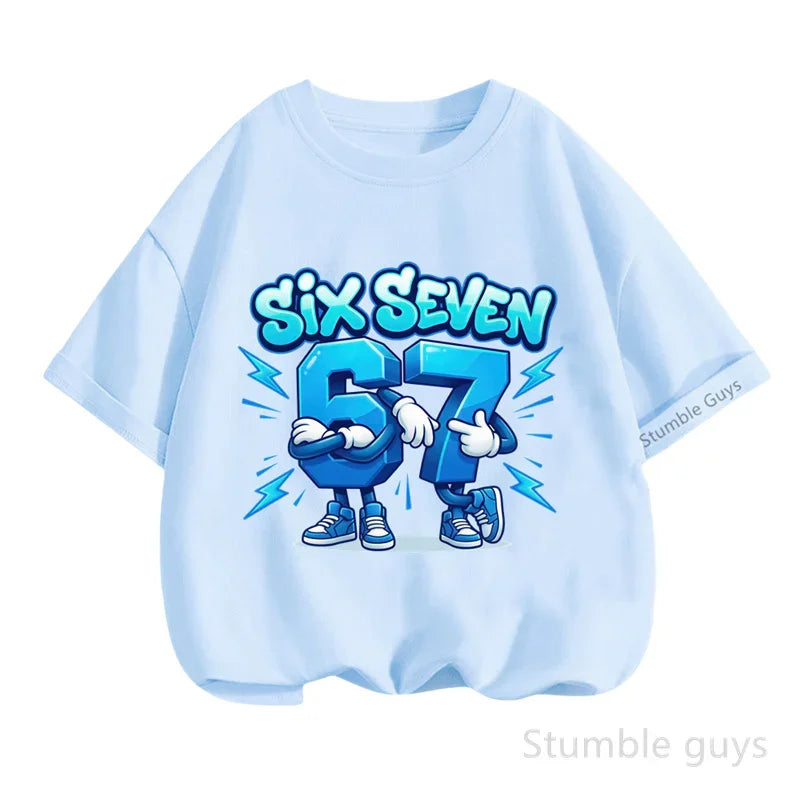 Summer Boys Clothes Girls 67 Print Tshirt Six Seven T-shirt Kids 3-14Y Short Sleeve Casual Tee