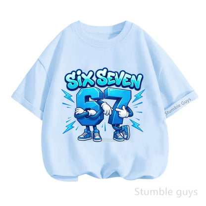Summer Boys Clothes Girls 67 Print Tshirt Six Seven T-shirt Kids 3-14Y Short Sleeve Casual Tee