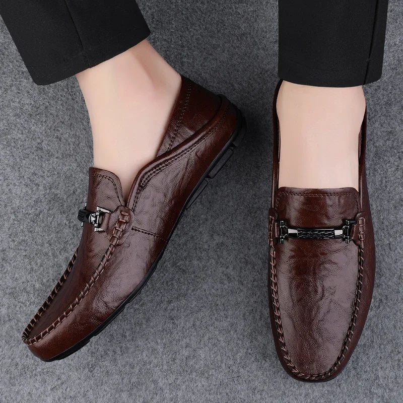 Men Casual Summer Shoes Hollow Out Breathable Men's Driving Shoes High Quality Male Business Shoes 2024 Genuine Leather Loafers