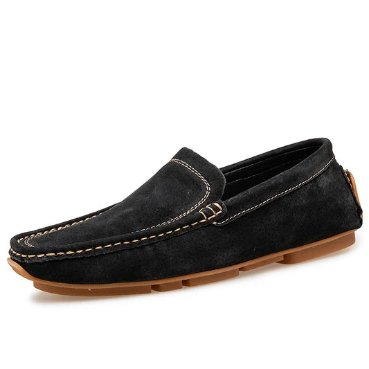 New Men's Casual Leather Matte Bean Shoes Fashionable Comfortable Breathable Men's Driving Shoes Loafers