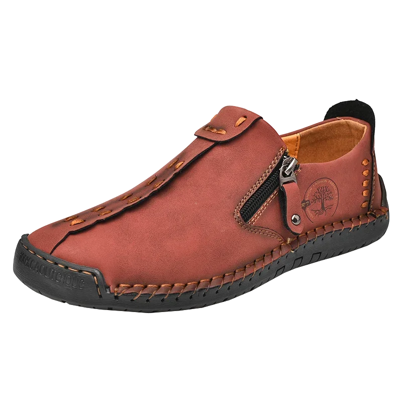 100% Cowhide Men'S Large Size 48 Hand-Sewn Casual Fashionable Leather Shoes, Loafers, Breathable Walking Casual Men'S Shoes