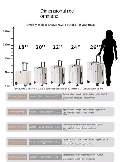 Luggage 18/20 inch Carry-on Cabin Suitcase 2025 New Lightweight Mute Trolley Case Strong TSA Lock Password Travel Bag