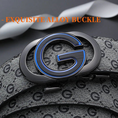 New Big "G" Automatic Buckle Men Belt, Fashionable Letter Buckle Waist Belt, Business Casual Leather Belt,Genuine Suit Belt