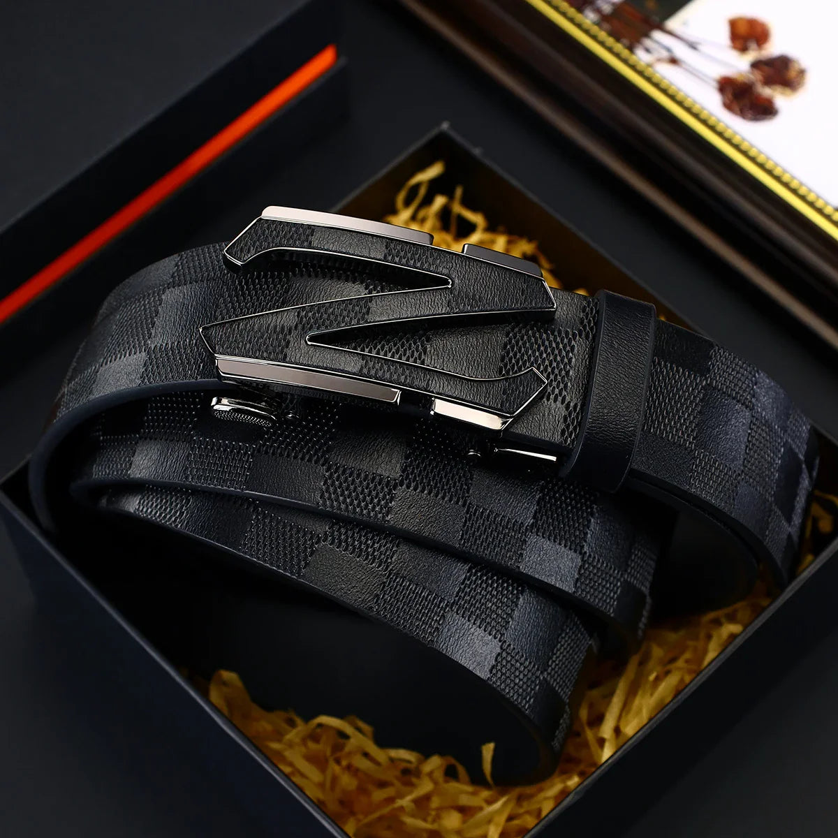 Men's Fashion Plaid Buckle Waist Belt Casual Business Party Accessory Daily Matched Elegant Belt Birthday Gift
