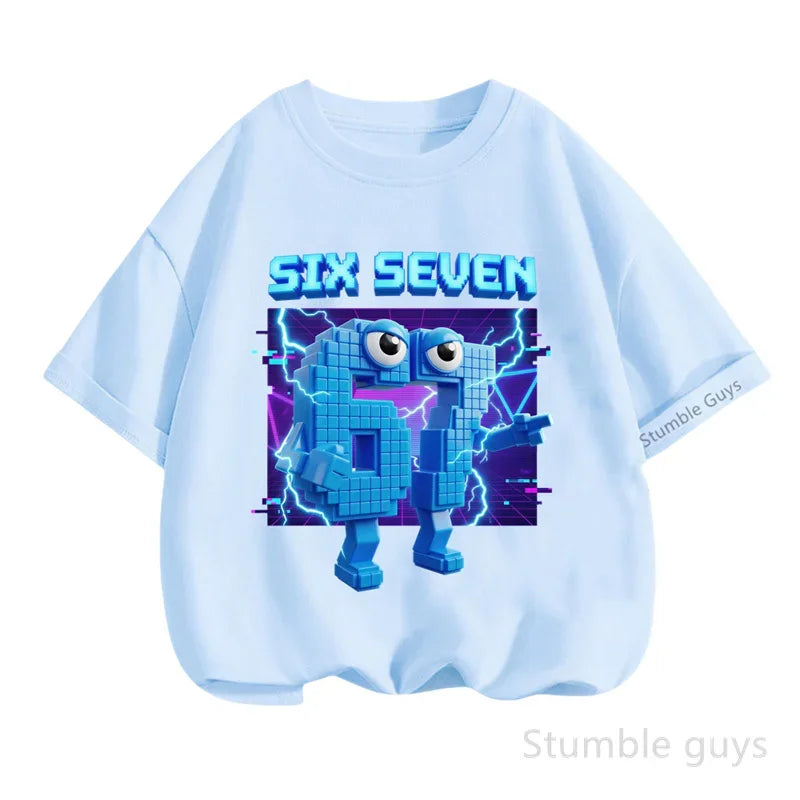 Summer Boys Clothes Girls 67 Print Tshirt Six Seven T-shirt Kids 3-14Y Short Sleeve Casual Tee