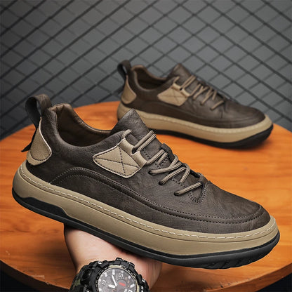 Luxury Brand Men's Shoes Fashion Leather High Quality Handmade Casual Shoes New Breathable Lace Up Skateboard shoes Men Sneakers