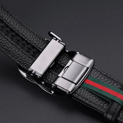 Men's high-end leather belt, automatic buckle belt, fashionable and versatile belt