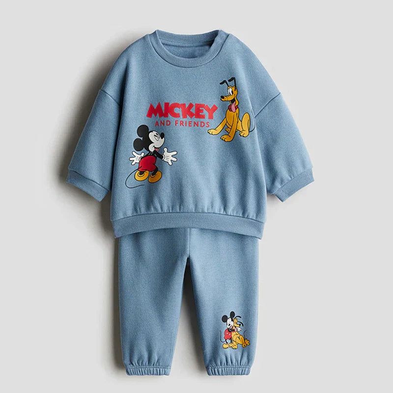 New Kids Sweatshirt Outfits Cartoon Hoodies +Pants Clothing 0-6Years Old Boys Girls Mickey Long Sleeve Suits Autumn Costume