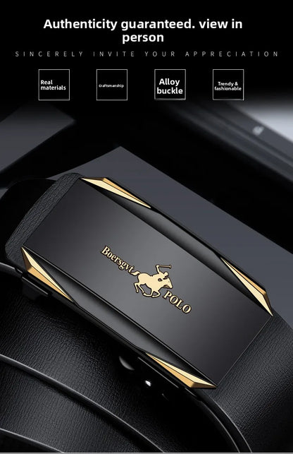 Paul Men's Leather Belt Fashionable Casual Automatic Buckle Waist Belt for Middle-aged And Young Men Business Style Belt