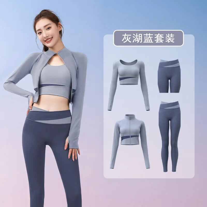 Autumn Workout Women Running Sportswear Sets Yoga Fitness Gym Bra Crop Top Seamless Leggings Tracksuits Clothing