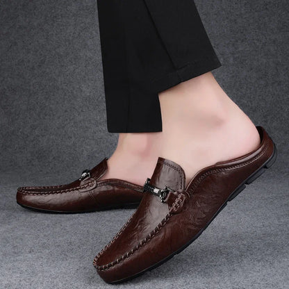 Men Casual Summer Shoes Hollow Out Breathable Men's Driving Shoes High Quality Male Business Shoes 2024 Genuine Leather Loafers