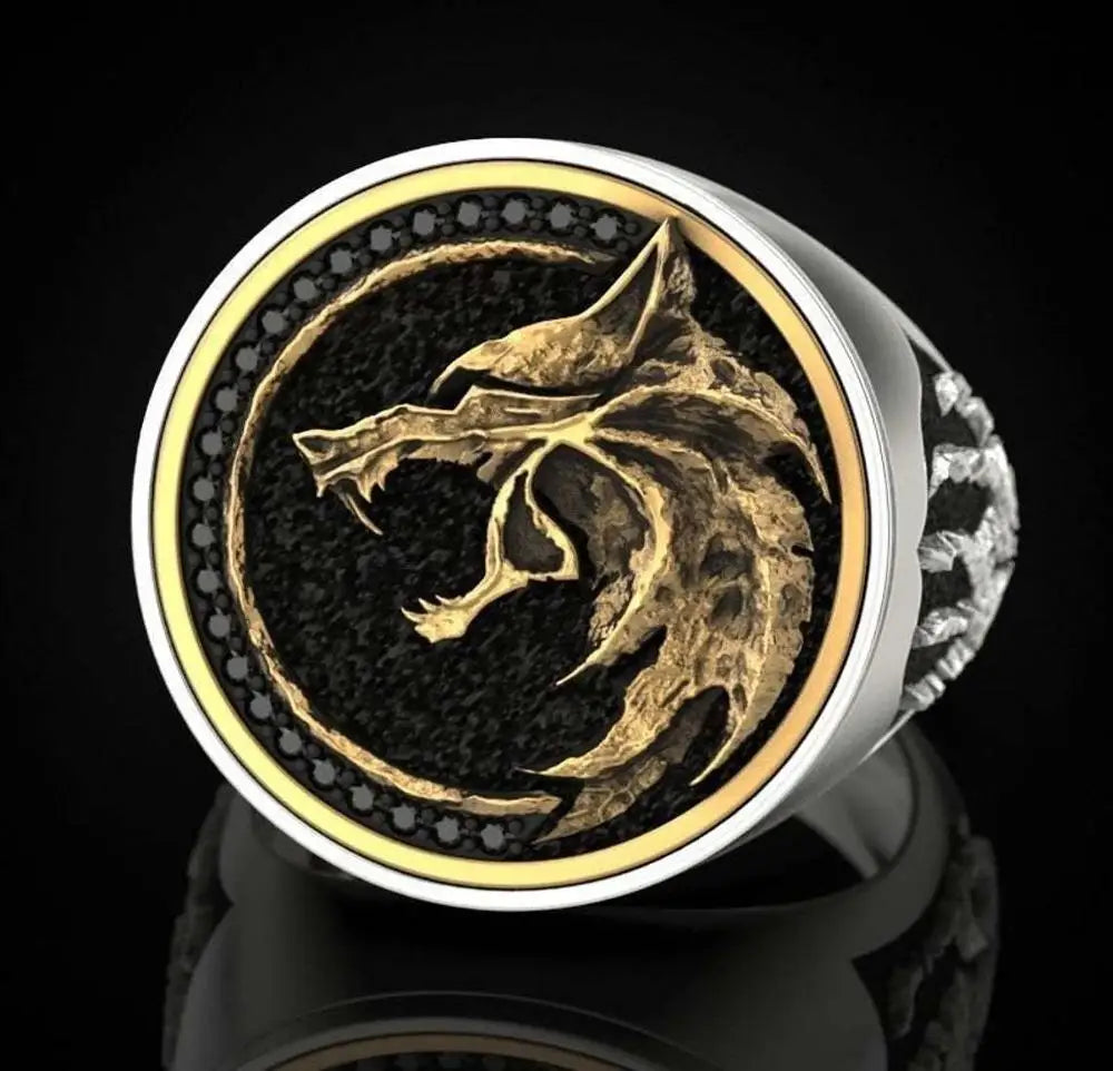 New Wizard Hunter Wolf Claw Rings European American Viking Warrior Retro Stainless Steel Two-color Gold Men's Ring