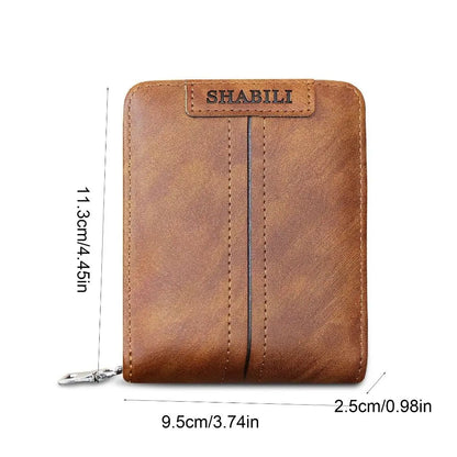 PU Leather Men Short Wallet with Zipper Multiple Card Slots Card Holder Solid Color Large Capacity Business Coin Purses Boy