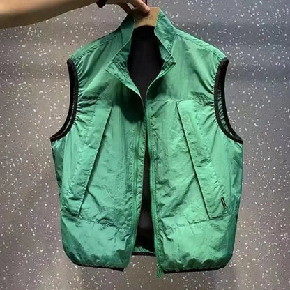 New Summer Products High-quality Casual Vests for Men's Trendy Zipper Temperament Versatile Collar