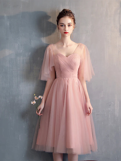 New pink sweat lady girl bridesmaid dress performance prom dress
