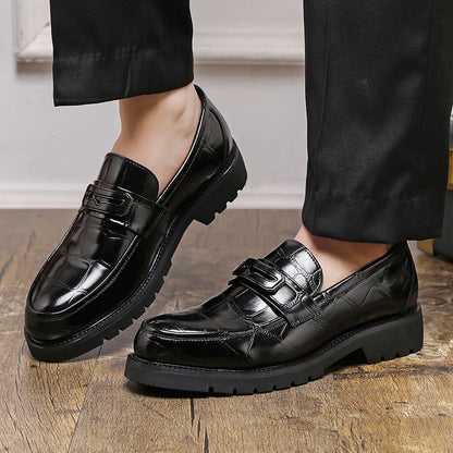 Autumn and Winter New Men Retro Dress Shoes PU Black Brown British Busines Fashion High Quality Le Fu Shoes Size 38-48 Men Shoes