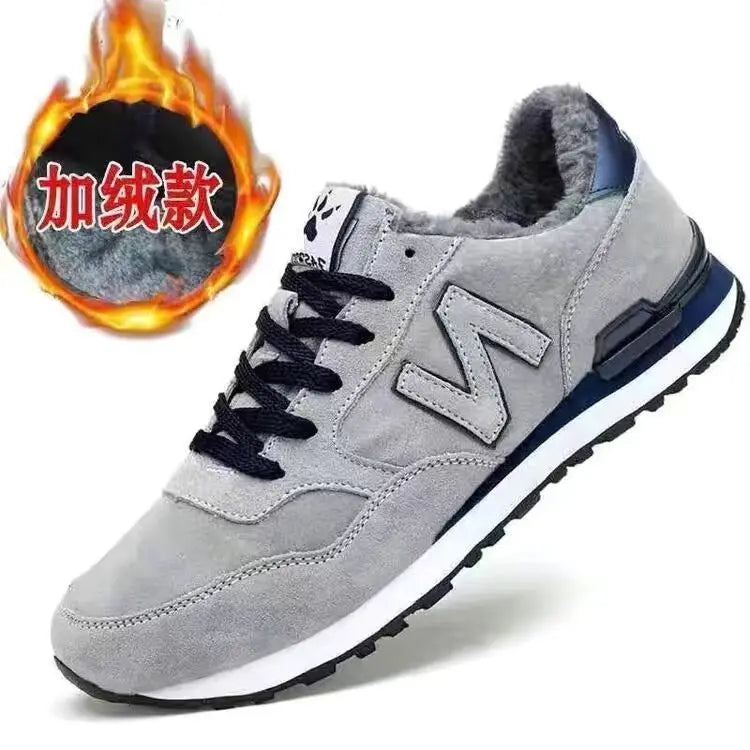 2026 Men's Four Season Shoes Autumn Winter Fleece Lined Warm Casual Running Trendy Versatile Skate Sports Shoes