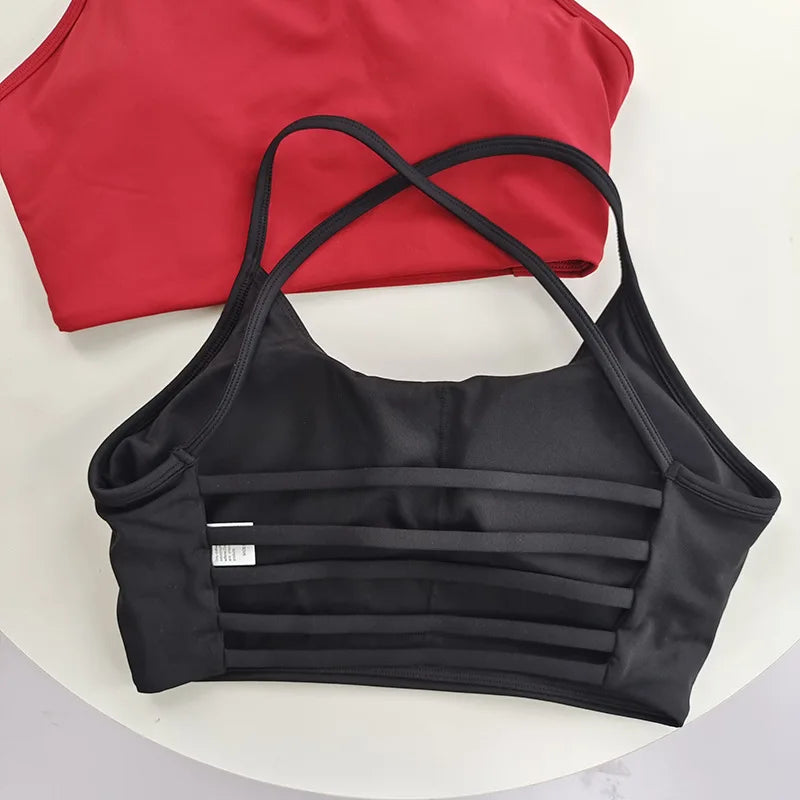 Thin Straps Sexy Racerback Sports Bra for Women - Yoga Running Fitness Gym Training Outdoor Top
