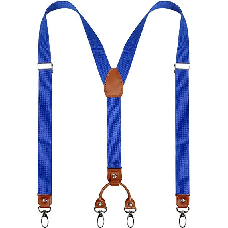 2.5cm 4 Clips Suspenders Clips for Men Y-Back Jeans Hook Buckle Adjustable Pant Braces Straps for Shirt Suit Pants Suspender