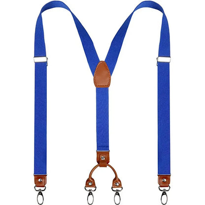 2.5cm 4 Clips Suspenders Clips for Men Y-Back Jeans Hook Buckle Adjustable Pant Braces Straps for Shirt Suit Pants Suspender