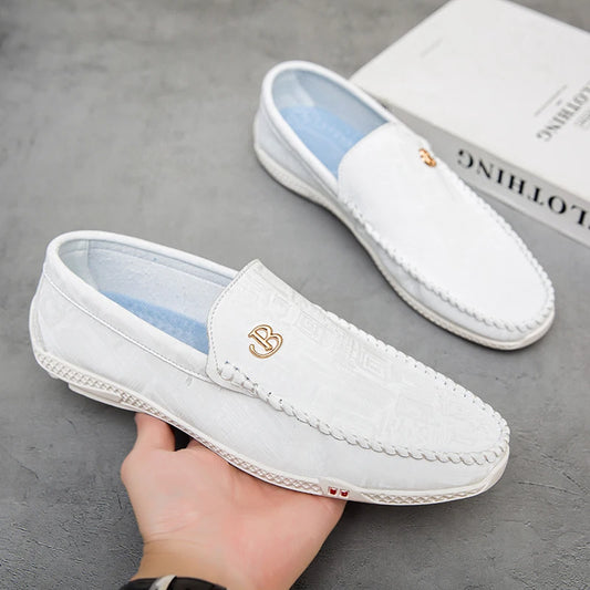 2025 Lightweight White Penny Loafers Men Boat Shoes Man Moccasins Leather Slip On Flats Classic Mens Casual Driving Shoes