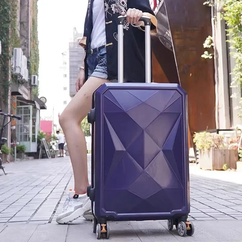 20‘’22/24/26/28 inch Rolling luggage set travel suitcase spinner wheels trolley luggage bag case Diamond Silver suitcase Women's