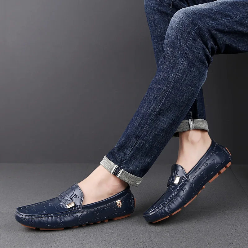Men High Quality Leather Loafers Men Casual Outdoor Shoes Moccasins Slip on Men Business Shoes Male Driving Shoes Bean Shoes