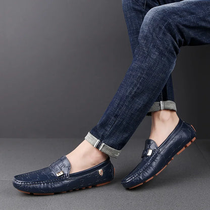 Men High Quality Leather Loafers Men Casual Outdoor Shoes Moccasins Slip on Men Business Shoes Male Driving Shoes Bean Shoes