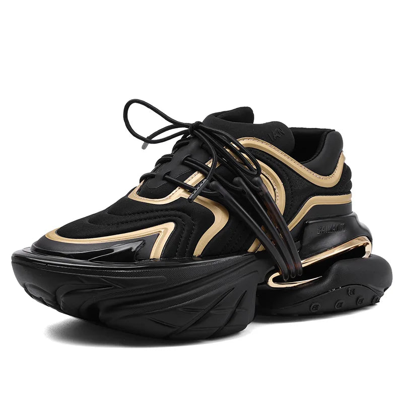 Chunky Sneaker Women Men Designer Spaceship Sport Shoes Fashion Casual Microfiber Leather Fabric Height Increased Platform Shoes