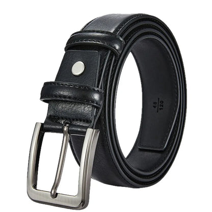 Men's Belt Boys Genuine Leather Belt Pin Buckle Belt Brown Middle-aged Youth Casual Trendy Men's Belt，Ideal for gifting