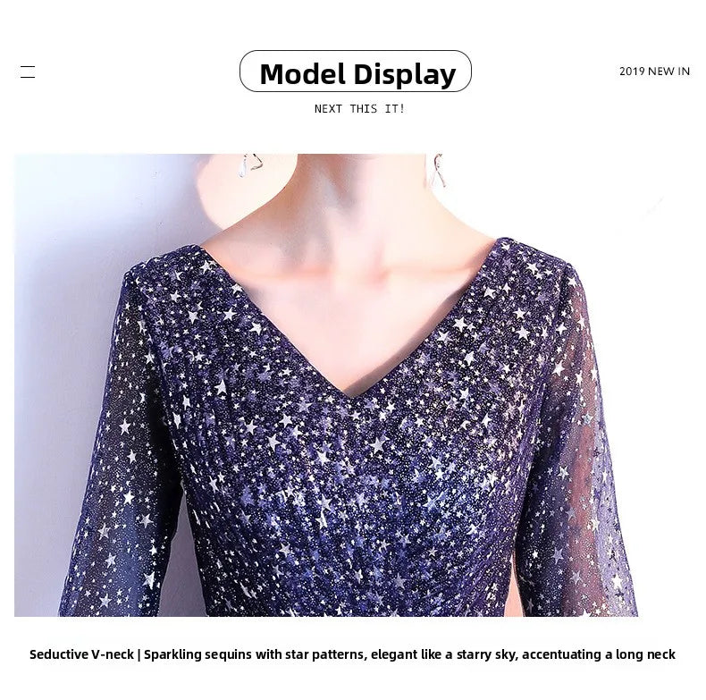 Starry  Evening Gown Women's Faionable Winter Performance Chorus Dr Fairy Aosphere Host Ele Sle New 2026