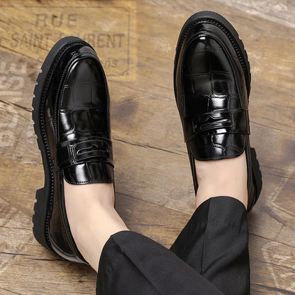 Autumn and Winter New Men Retro Dress Shoes PU Black Brown British Busines Fashion High Quality Le Fu Shoes Size 38-48 Men Shoes