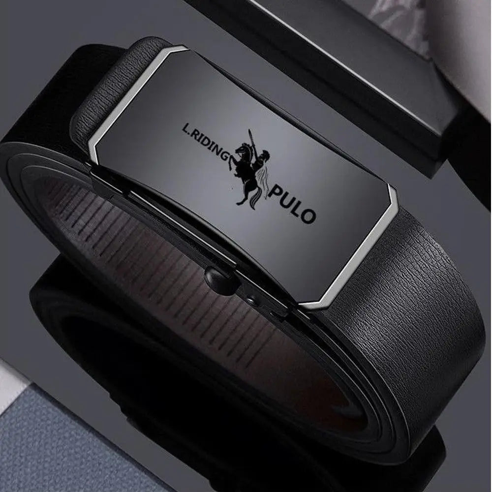 Casual Luxury Design Business Leather Belt Metal Man Waistband Automatic Buckle Belt