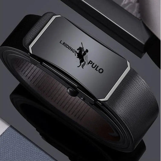 Casual Luxury Design Business Leather Belt Metal Man Waistband Automatic Buckle Belt