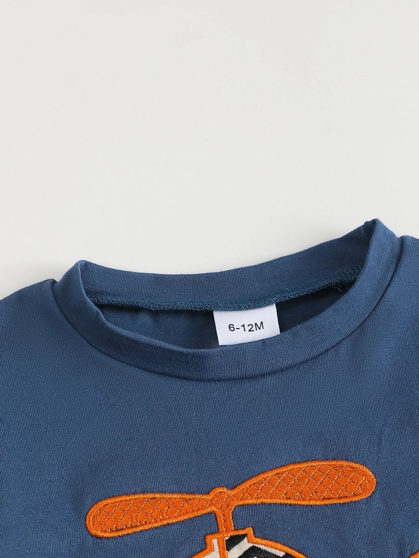 Infant Boys Summer Short Sleeve Outfit with Helicopter Embroidery Pattern Baby Clothing Set