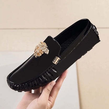 british man loafers shoes brand fashion patent leather man loafers slip on shine casual shoes