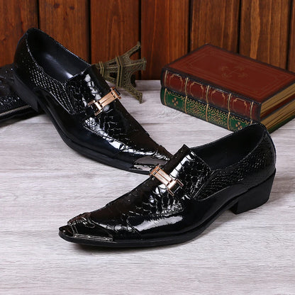 Iron Toe Shoes Men's Real Personality Custom Luxury Office Formal Wedding Original Design Retro Casual Leather Shoes