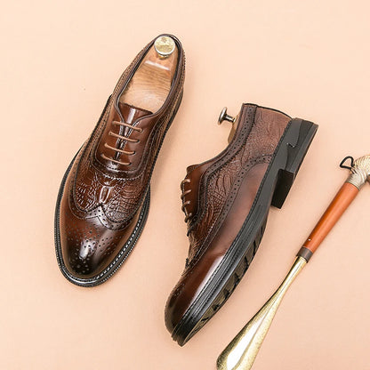 Men Suit Casual Shoes Luxury Men Brogue Dress Shoes Formal Business Leather Shoes Men Brown Wedding Italian Banquet Shoe Size 46