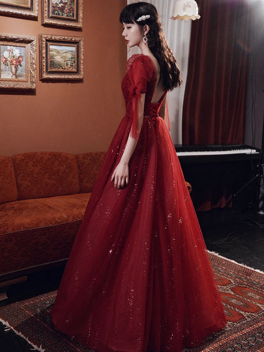 New wine sweat long lady girl bridesmaid dress performance prom gown dress