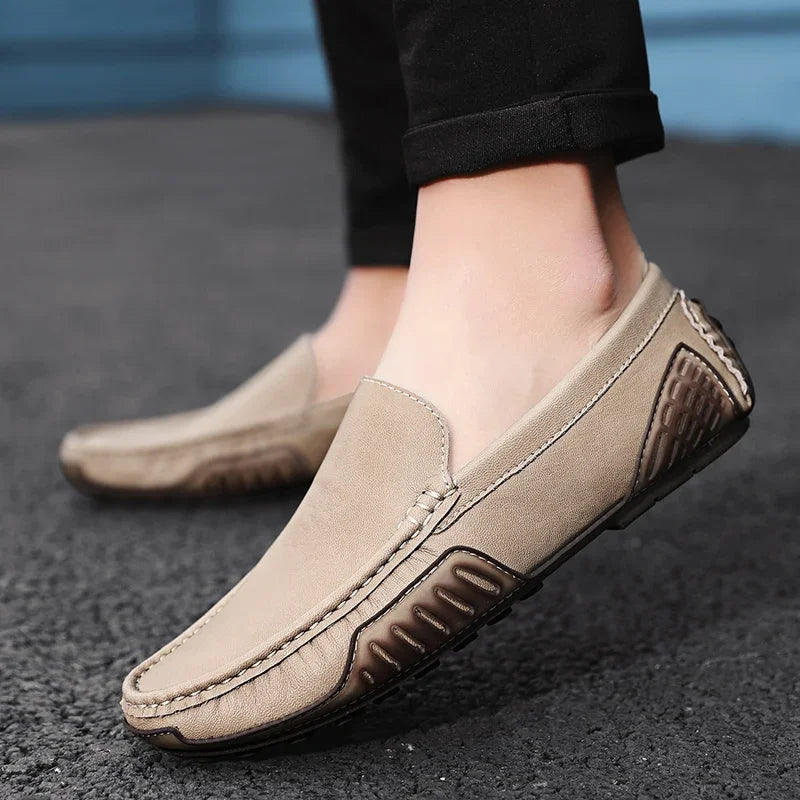 British Style Men Leather Casual Shoes Brand Men Business Spring New Loafers Moccasins Breathable Slip on Comfort Driving Shoes