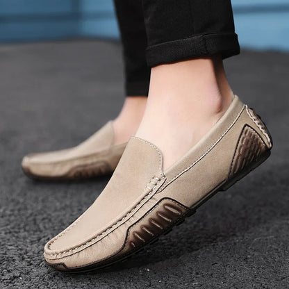 British Style Men Leather Casual Shoes Brand Men Business Spring New Loafers Moccasins Breathable Slip on Comfort Driving Shoes