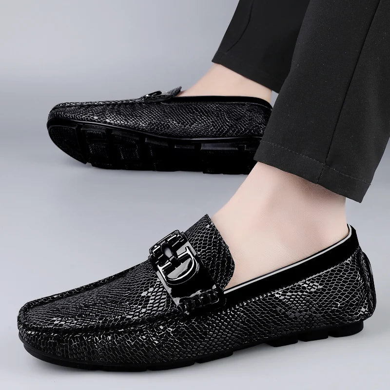 2025 Luxury Brand Men's Spring Breathable Two-layer Cowhide Driving Shoes Fashion New Men's Comfortable Fit Business Loafers